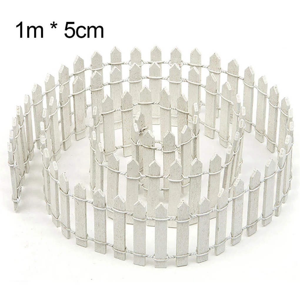 100x5cm Miniature Small Wood Fencing DIY Miniature Garden Fence Succulents Potted Flower Bonsai Decorative Garden Gates Decor