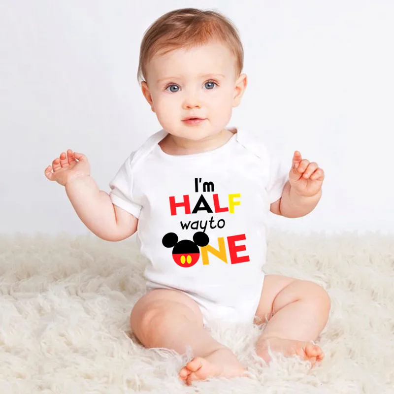 

Infant Bodysuits Baby 1/2 Half Way To One Birthday Print Cotton Romper Summer Jumpsuit Outfits Onesie Boys Girls Gift Clothes