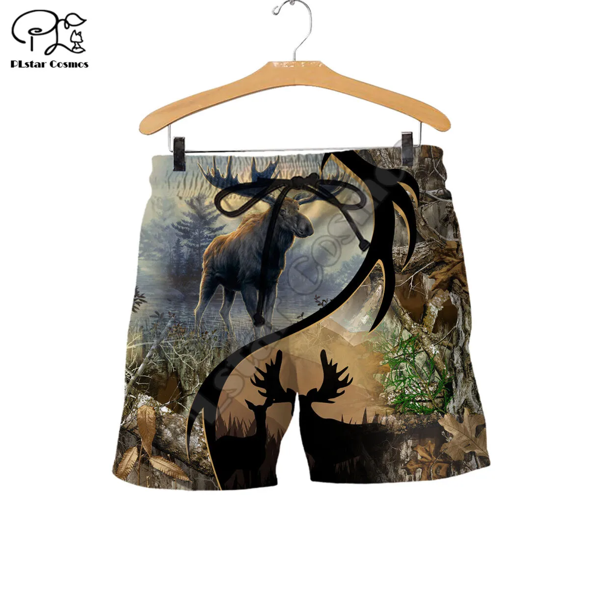 

PLstar Cosmos Moose Hunting 3D Printed 2022 Newest Fashion Summer Casual Men's Shorts Harajuku Loose Beach Drop Shipping M31