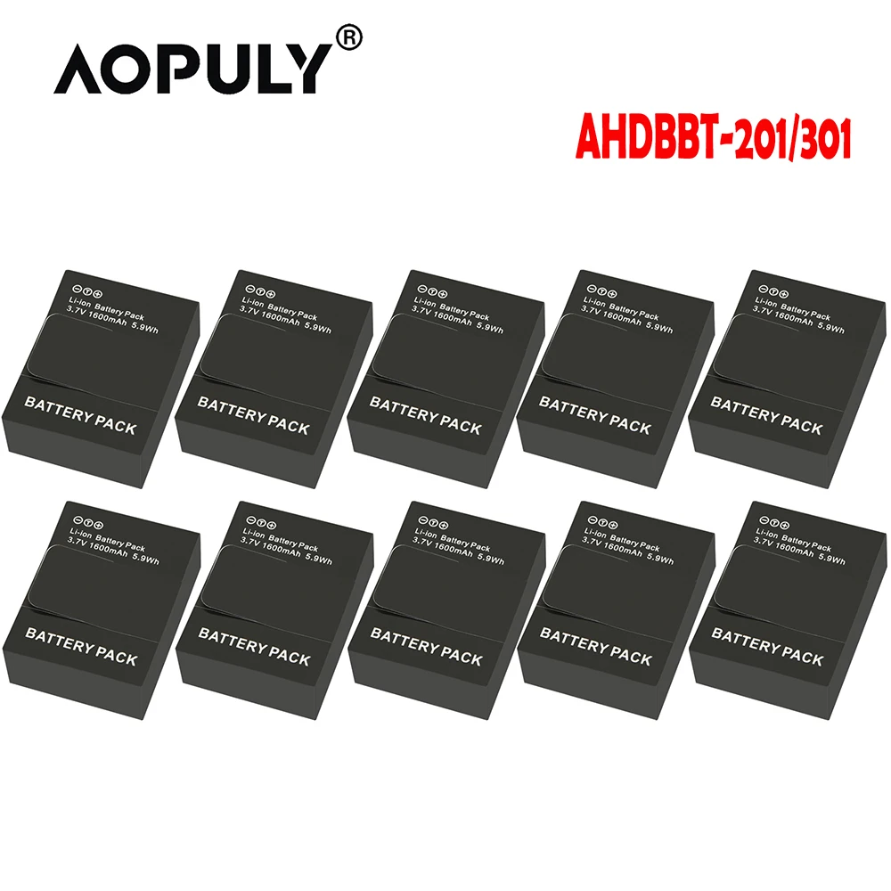 10Pcs/lot AHDBT-301  AHDBT-302 Rechargeable Battery for GoPro HERO3 + HERO3 and GoPro AHDBT-201 AHDBT-301 AHDBT-302