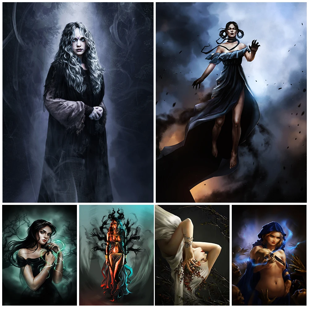 

Dark Shadows Witch Art Prints Witchcraft And Demons Wall Art Canvas Painting Abstract Poster And Prints Home Decoration Unframed