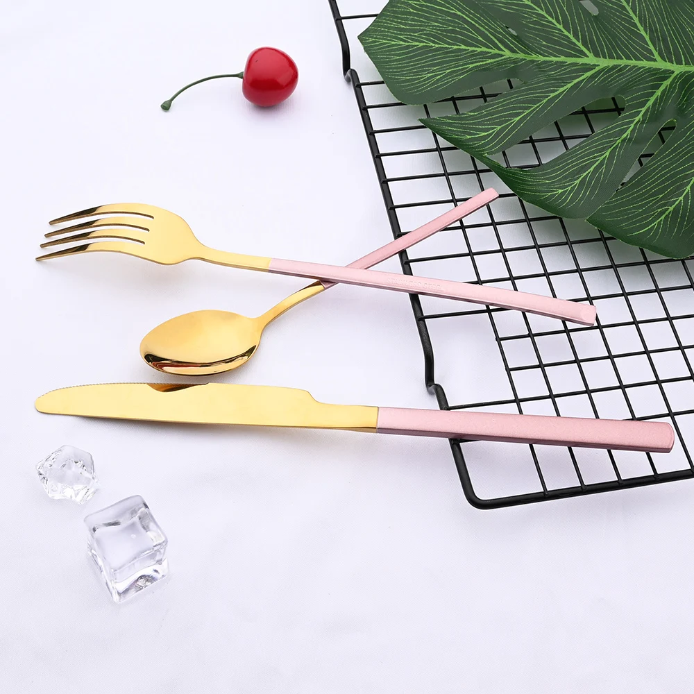 24Pcs Mirror Black Cutlery Set Home Knife Fork Spoon Dinner Tableware Stainless Steel Dinnerware Kitchen Flatware Silverware Set