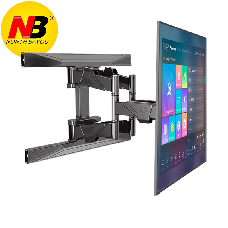 New NB P6 Full Motion 45-75 inch TV Wall Mount  Flat Panel LED LCD Display Mount Bracket MAX.VESA 600x400mm Load 45.5kgs