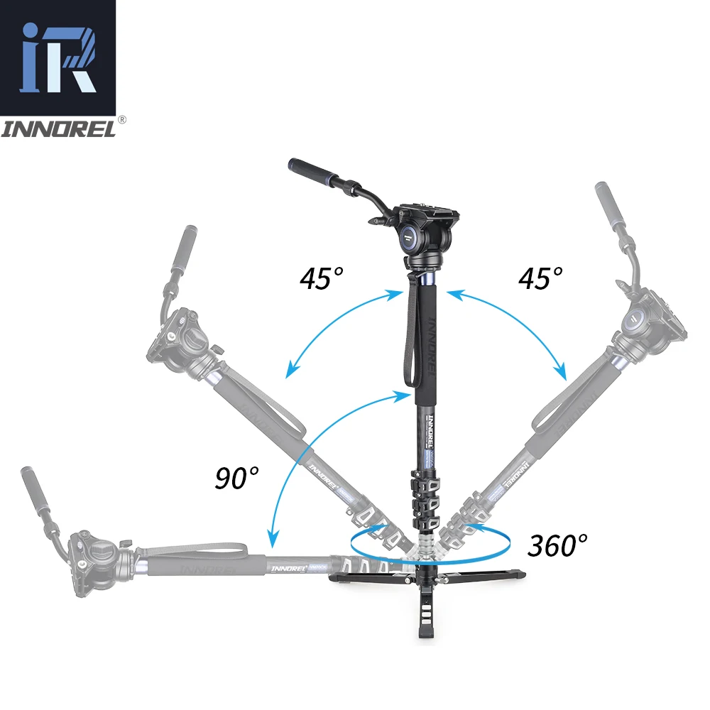 VM70CK 10 Layers Carbon Fiber Video Monopod Kit Professional Fluid Head Tripod Stand for DSLR Camera Telescopic Camcorder Gopro