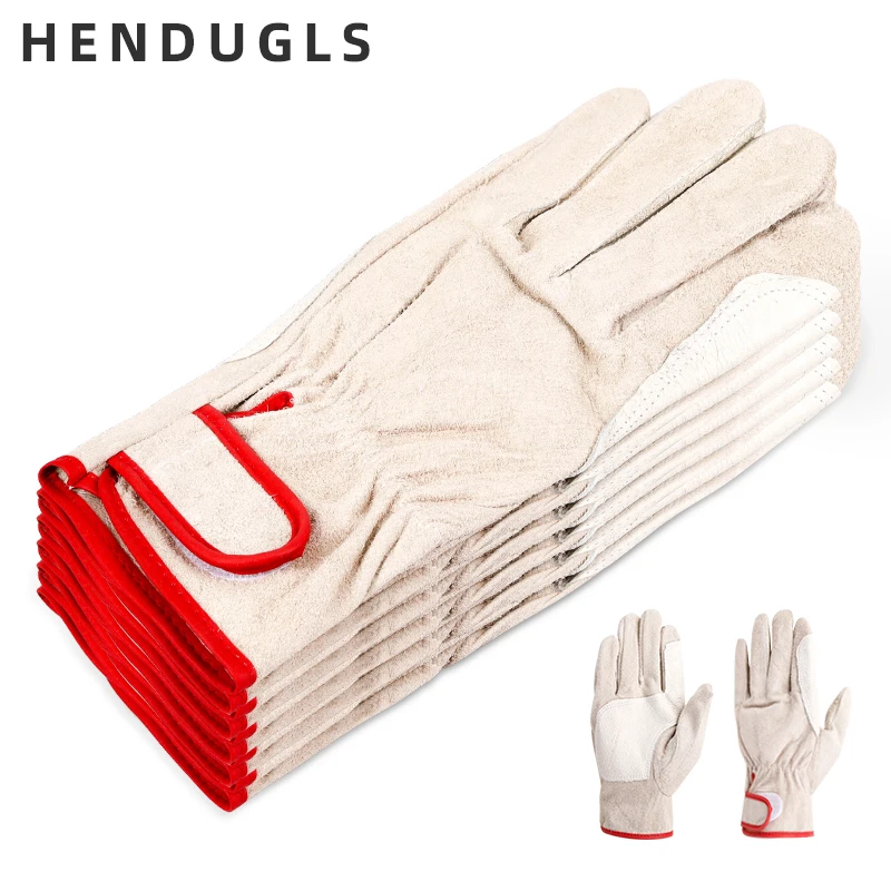 HENDUGLS 5pcs New Neutral Work Safety Gloves Red Gardening Household Handling Gloves Free Shipping Hot sale 527RM