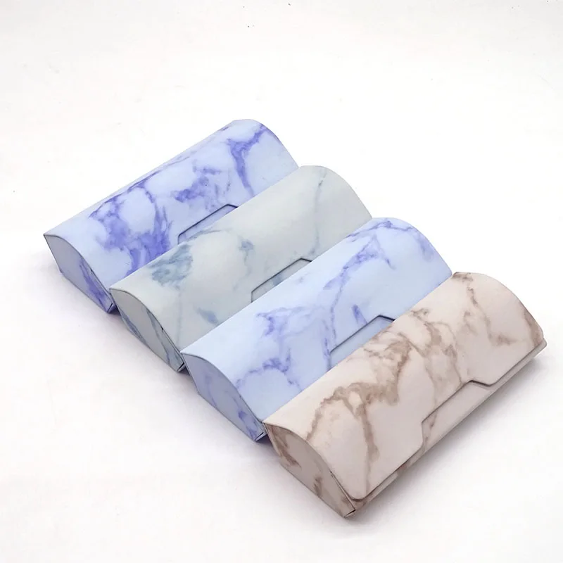 Marble Pattern Spectacle Case Fan-Shaped Opening Portable Compression-Resistant Trend Men And Women Available Art Spectacle Case
