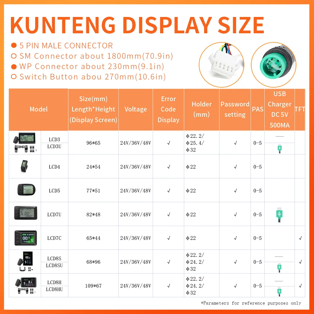 EBike KT شاشة الكريستال السائل LCD3 LCD5 LCD7U LCD7C LCD8 LED 900 عرض 24 فولت 36 فولت 48 فولت 72 فولت للكهرباء Bicycl KT تحكم تحويل عدة