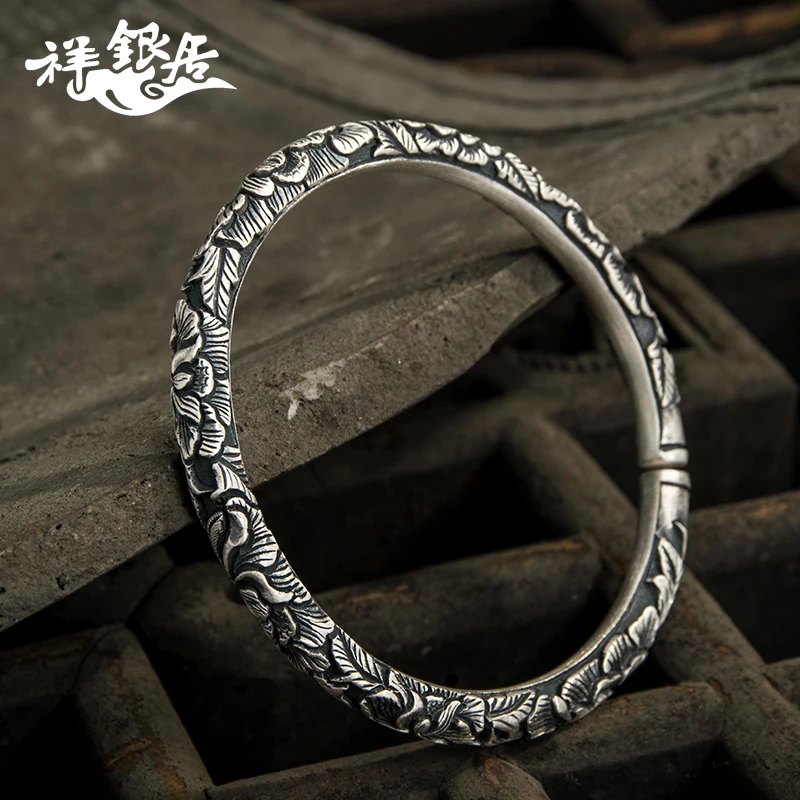 

★ancient ways of carve patterns or designs on woodwork hanfu deserve to act the role of peony flowers silver bracelet