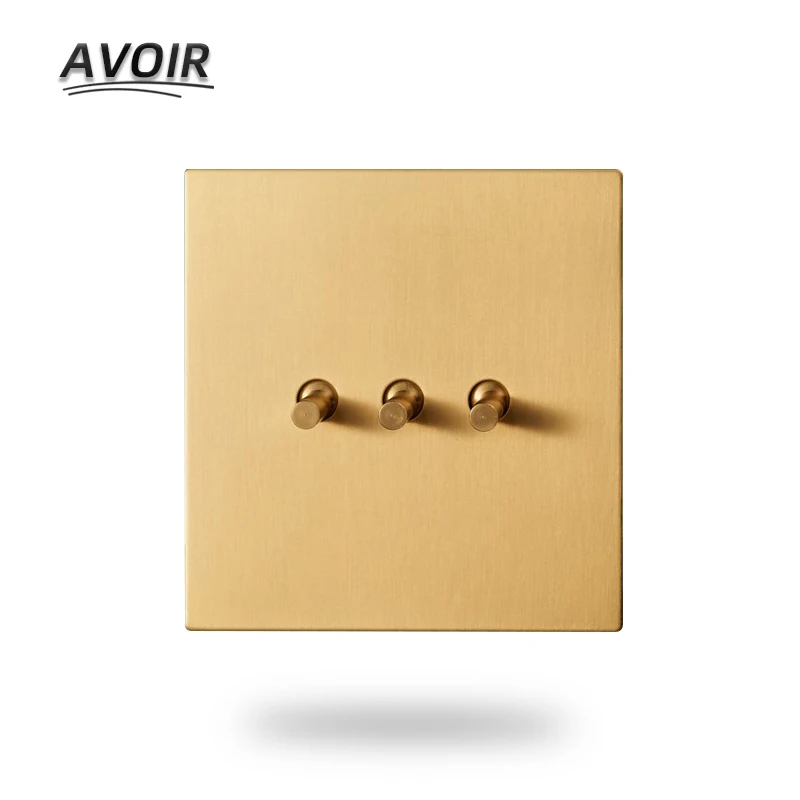 Avoir Toggle Switch Usb Wall Electrical Outlets Gold Stainless Steel Panel Vintage Switch Dimmer RJ45 Network Socket EU FR Pulgs