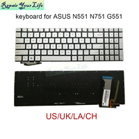 US/UK Latin CH backlight laptop pc keyboard for ASUS N551 N552 N752 N751 N551J JK N751JX backlit PC keyboards NSK-UPPBC 662BUS00