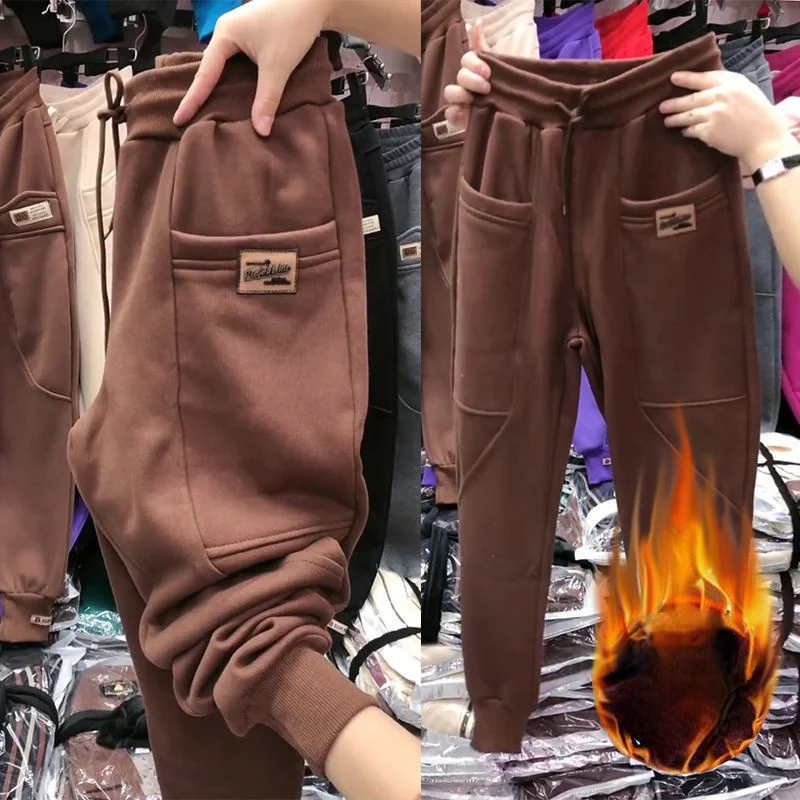 Autumn Winter Harem Pants Women Plush Size 5XL Loose Drawsring Sweatpants Female High Waist Sports Joggers Casual Ankle-length