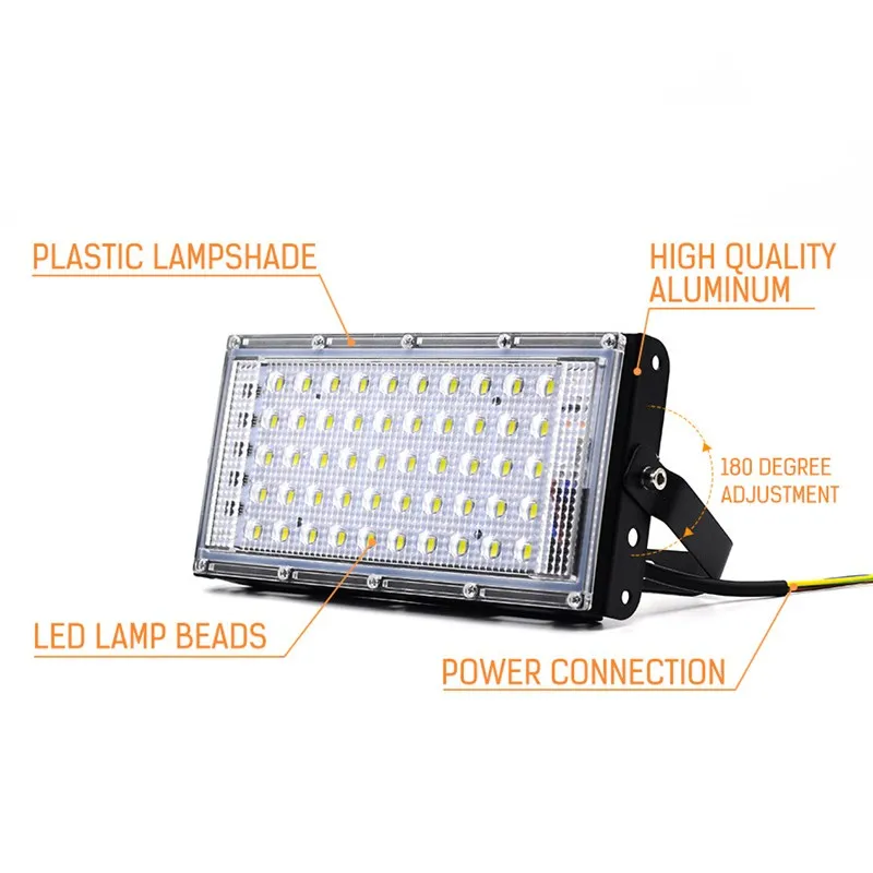 1pcs/lot 50W Led Flood Light AC 110V 220V 240V Outdoor Floodlight Spotlight IP65 Waterproof LED Street Lamp Landscape Lighting