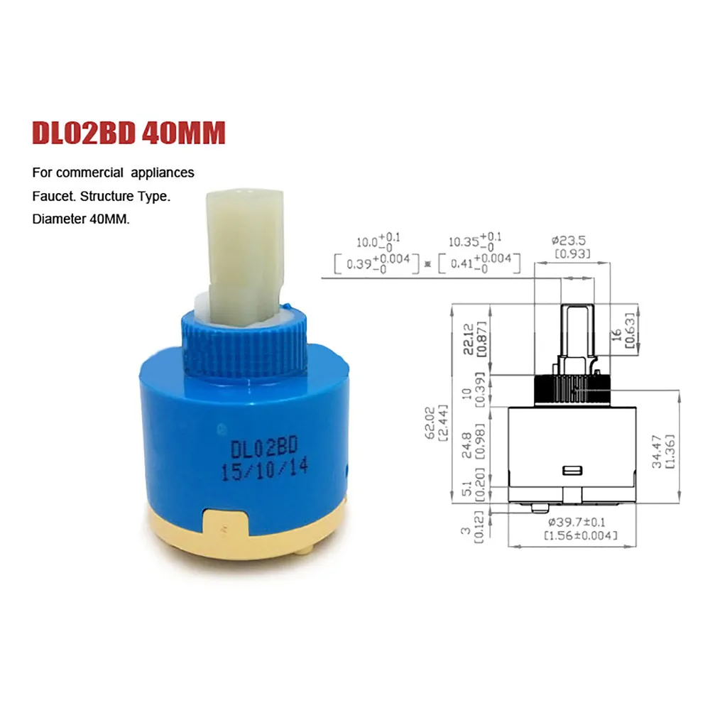 Per Hain-Yo Cartuccia del rubinetto Torneira miscelatrice al minimo Valvola in ceramica Bobina 40MM Rubinetto del bagno della cucina Sostituisci la parte