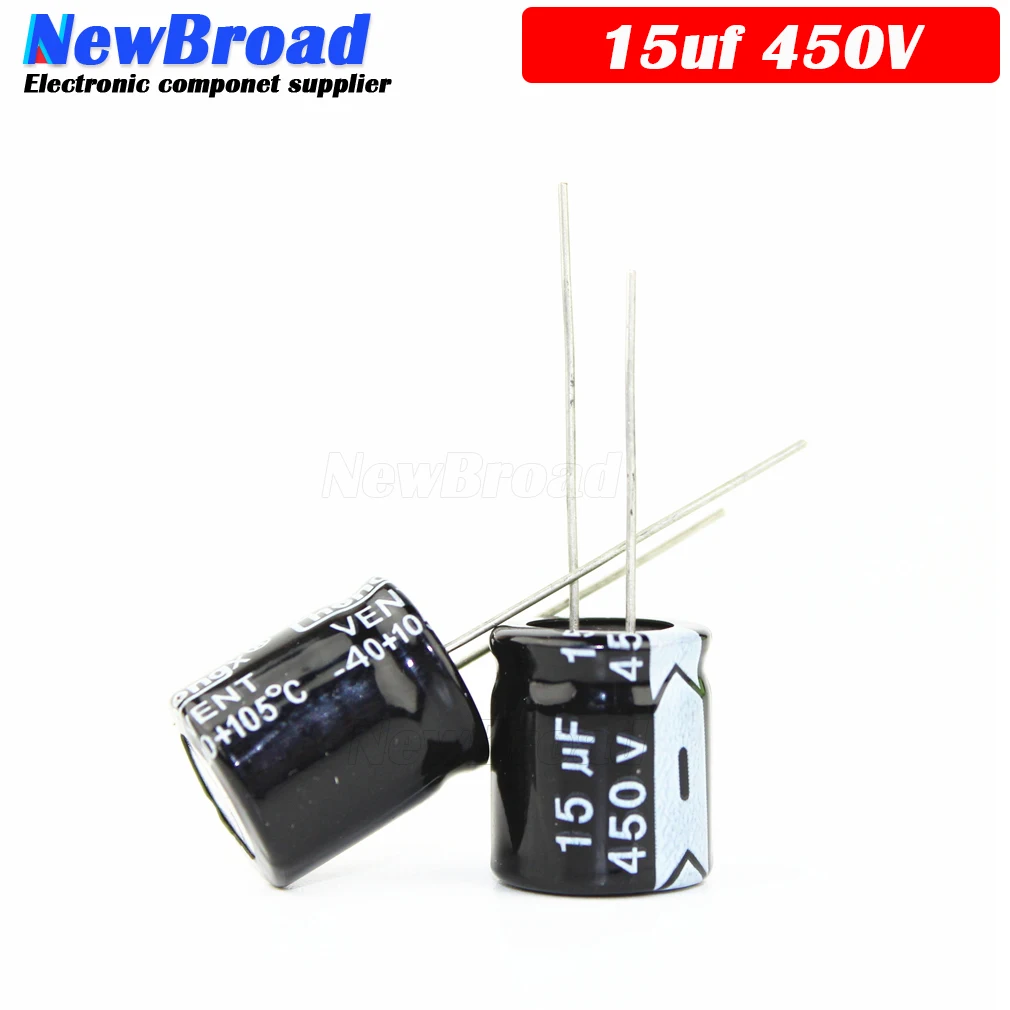 10PCS Original aluminum electrolytic capacitor 450V 15UF 400V 15UF plug-in multi specification 15UF 400V 450V 13*17 8*16MM Black