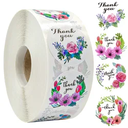 50pcs 1'' Paper Hand Made stickers Round Floral Thank You Stickers  for Baking Envelope Business Seal Labels Stationery Sticker