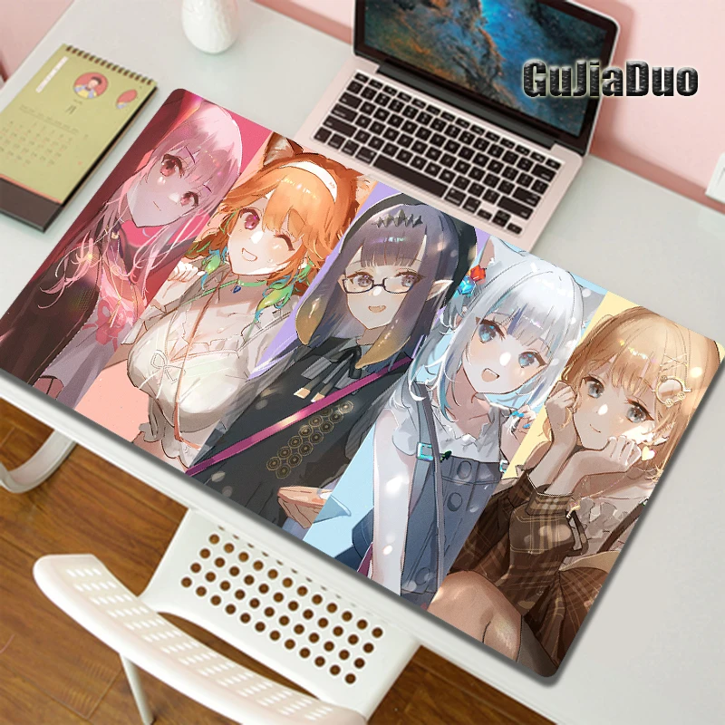 Gamer Computer Anime Mori Calliope Mouse Pad XXL Non-slip Pc Cushion Gaming Room Accessories Kawaii Cartoon Mousepad Carpet Rug