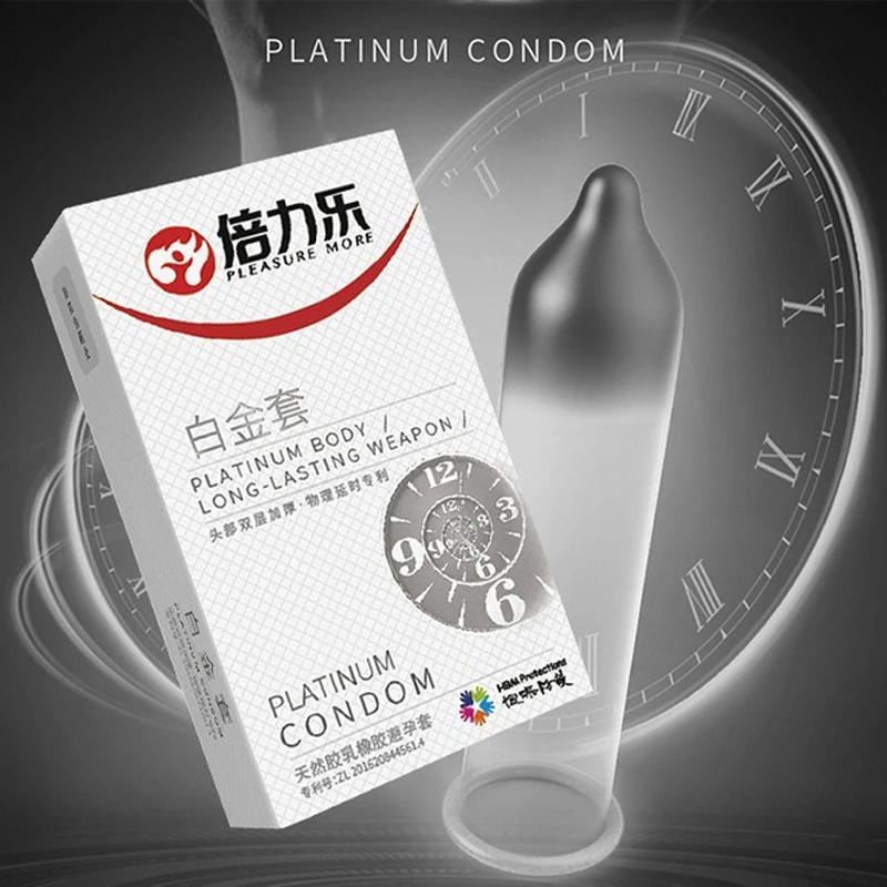 10Pcs Delayed Ejaculation Condoms Platinum Penis Glans Thicken Time Delay Condom for Men Long Last Penis Sleeve for Men Adult