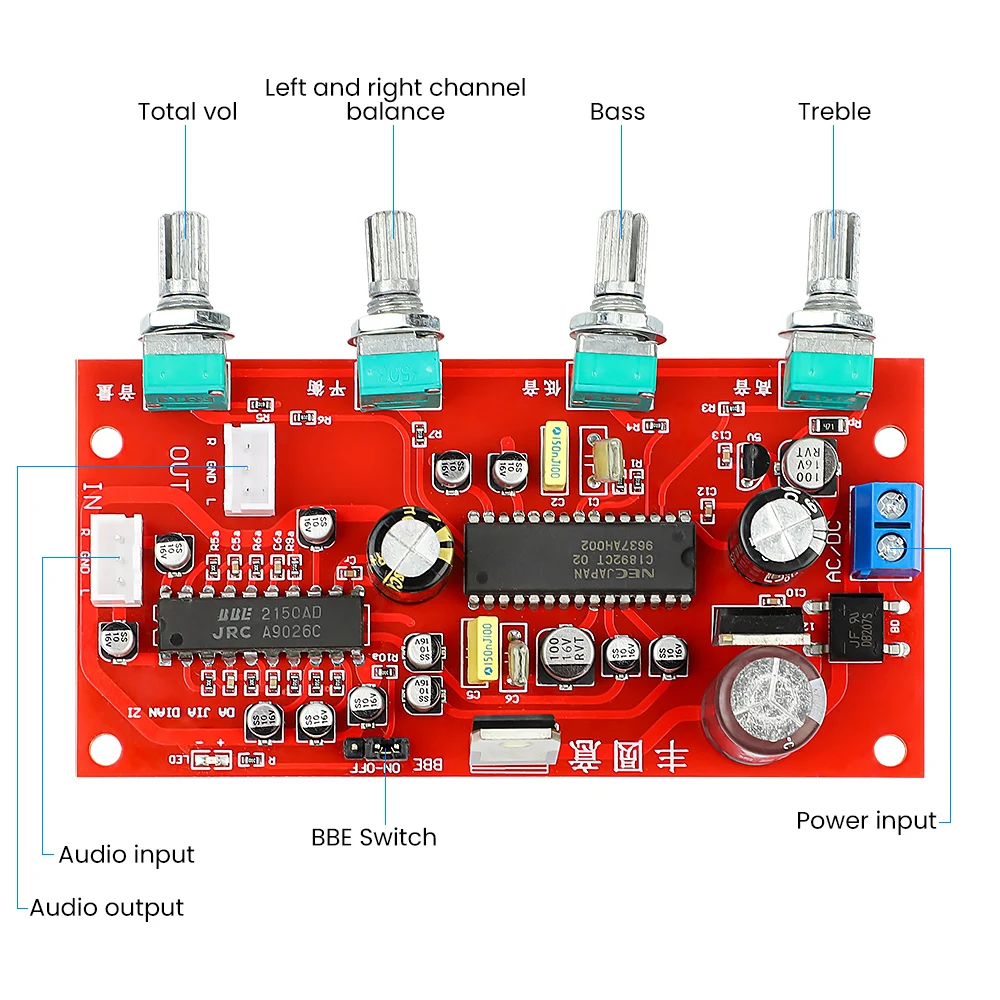 AIYIMA UPC1892 HIFI Stereo Preamp Amplifier Volume Tone Control JRC2150 BBE Preamplifier Treble Balance Bass Finished Board