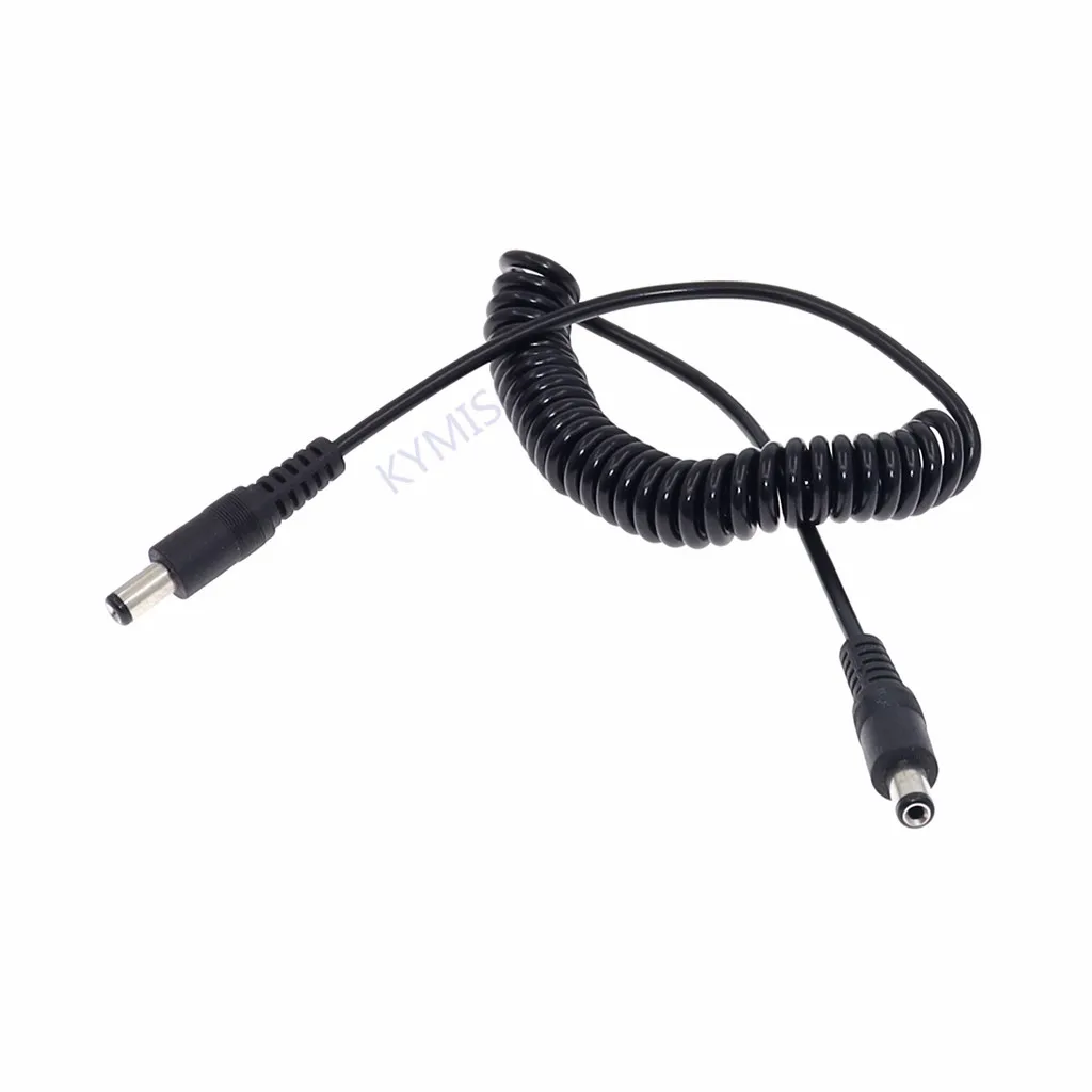 DC 5.5*2.1mm Male to 5.5*2.1mm Male Power Retractable Cord 1.5m Power Adapter DC Jack Plug 5.5mmx2.1mm Cable With Spring