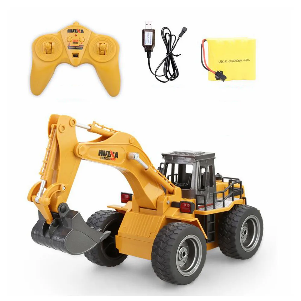 Metal Alloy excavator Rc Car Toys 6CH Rc Excavator Bulldozer Truck Remote Control Car With light Sound Kids Toy Christmas Gifts