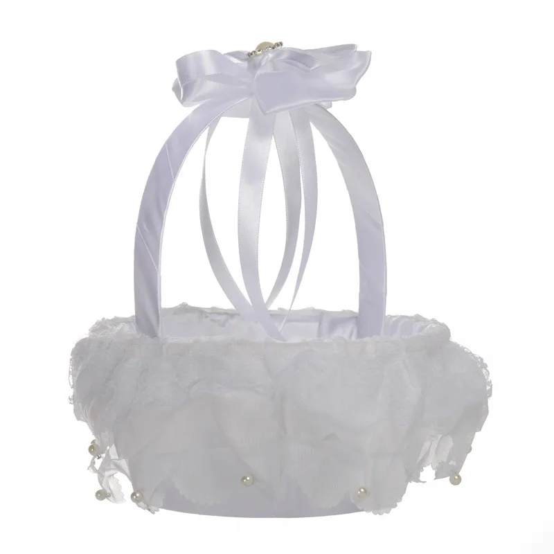 

Girl Basket Elegant Round Silk Flower Basket Wedding Favors Wedding Accessory New