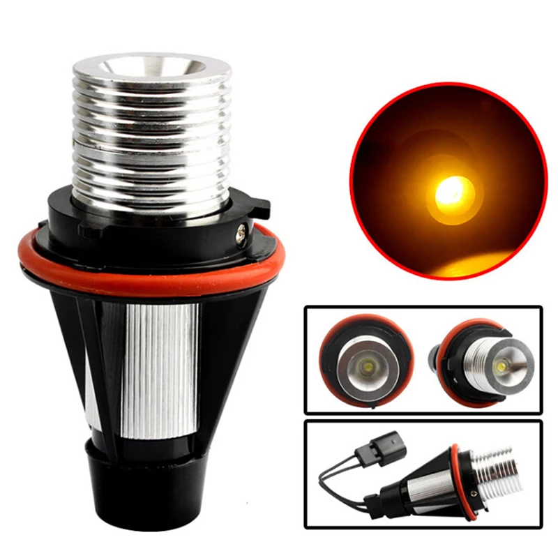 1PC E39 E60 E87 X5 LED Angel Eye Ring Marker Side Light White Yellow LED With Bulb Connector Cable