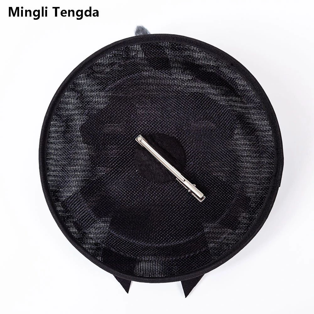 Mlingli Tengda 多色麻ティアラファッションウェディングアクセサリーパーティー帽子ジョッキーガーゼの羽のヘッドドレスブライダル帽子キャップ花嫁