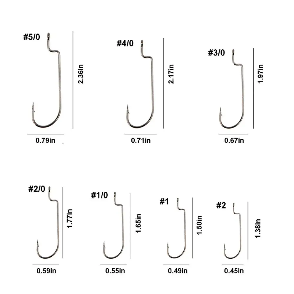 Eupheng EP-39121 Worm Fishing Hook Assortment Ultimate Point Wide Gap Chemical Sharpening Black Nickle Plated Fishing Hooks