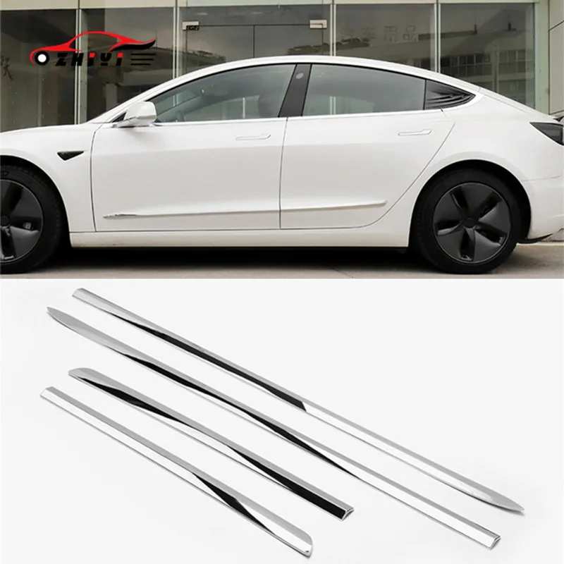 Car Sticker for Tesla Model 3 Body Anti-scratch Protection Trim Strip ABS Carbon Fiber Door Side Edge Guard Anti-collision Strip