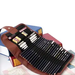 24Pcs Set Sketch Pencils case Charcoal Extender Pencil shade Cutter Drawing Bag