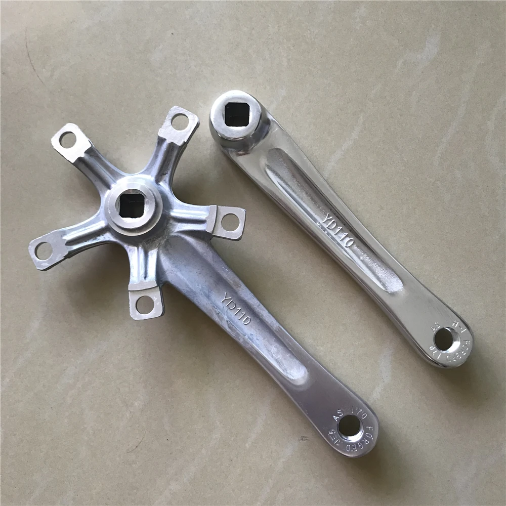 Road Bike Crank 110 BCD Square Hole Arm Aluminum Alloy Crankset Length 170mm BMX Folding Bicycle Parts Silvery Color