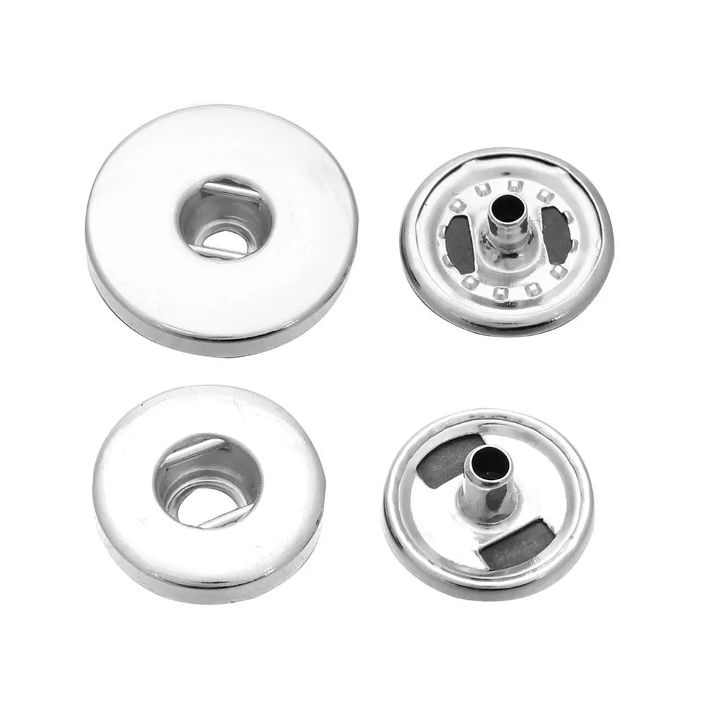 10pcs/lot Snap Jewelry Findings Silver Color 18mm 12mm Snap Buttons DIY Accessories For DIY Snap Bracelet ZM008