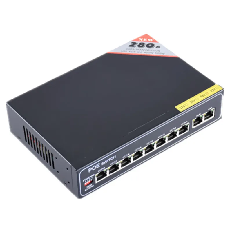 Portas gigabit poe switch não gerenciado 48 v 8 poort 8*100/1000 mbps POE; 2*100/1000 mbps ATÉ Link poort; 1*100/1000 155mbps SFP poort