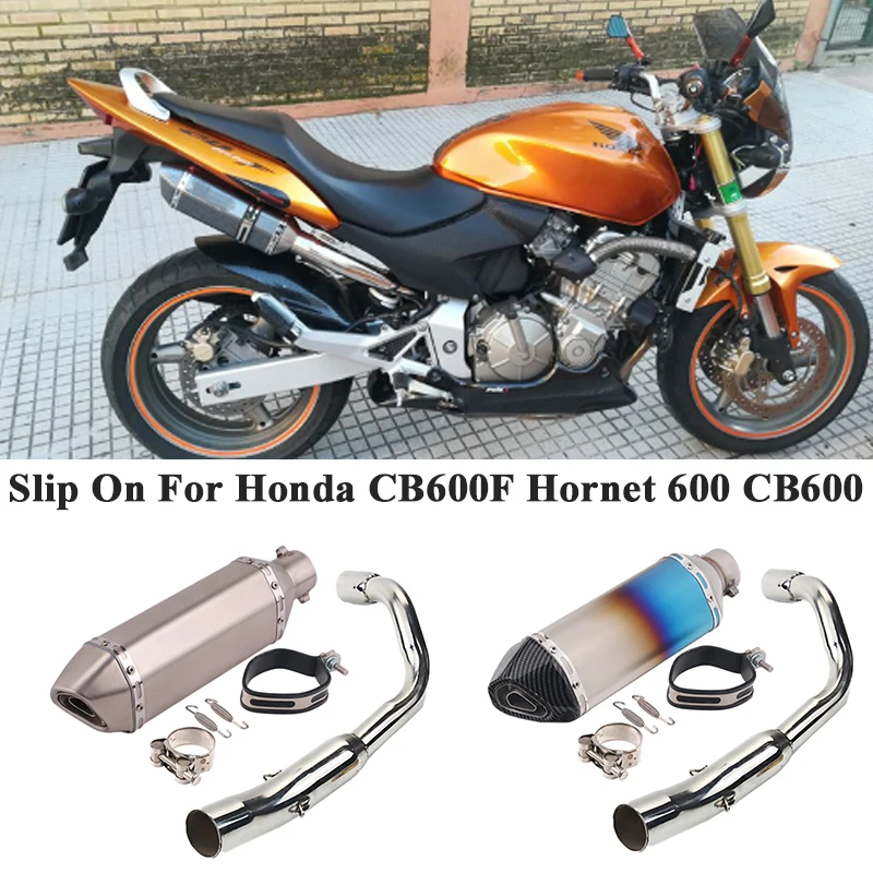 Slip On For Honda CB600F Hornet 600 CB600 Motorcycle Full Exhaust Escape Modified Middle Link Pipe Muffler DB Killer Removable