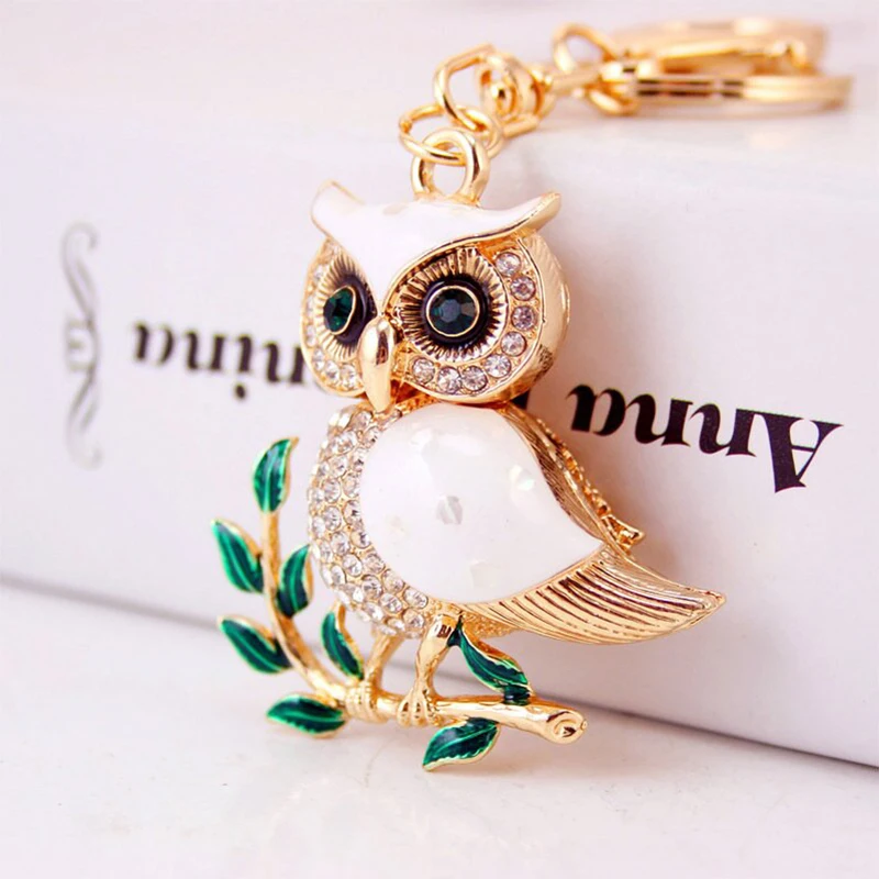 2020 Crystal Owl Necklace Pendant for Key Ring Handbag Cute Animal Shape Metal Hanging Accessory CSL88