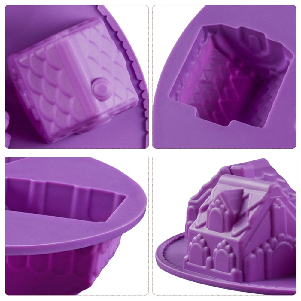 

6-Cavity Silicone Christmas Gingerbread House Cake Mold Chocolate Mold for Baking Tools