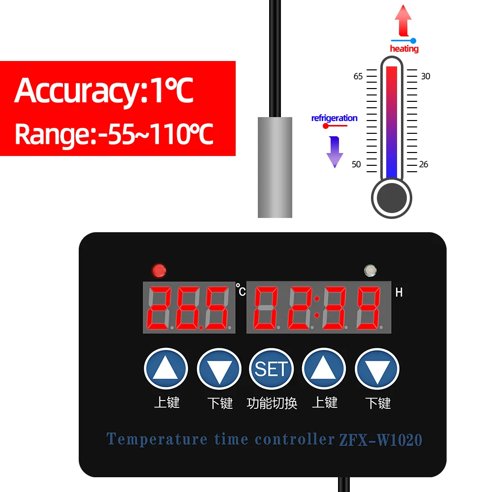 ZFX-W1020 Microcomputer Temperature Controller 220V Thermostat Intelligent Time Controller Adjustable Thermostat Thermoregulator