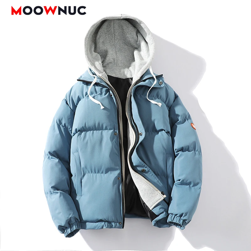 Men's Fashion Parkas Thick Male Jacket 2021 Winter Warm Coats Windbreaker Windproof Outwear Solid Overcoat Trench Slim MOOWNUC