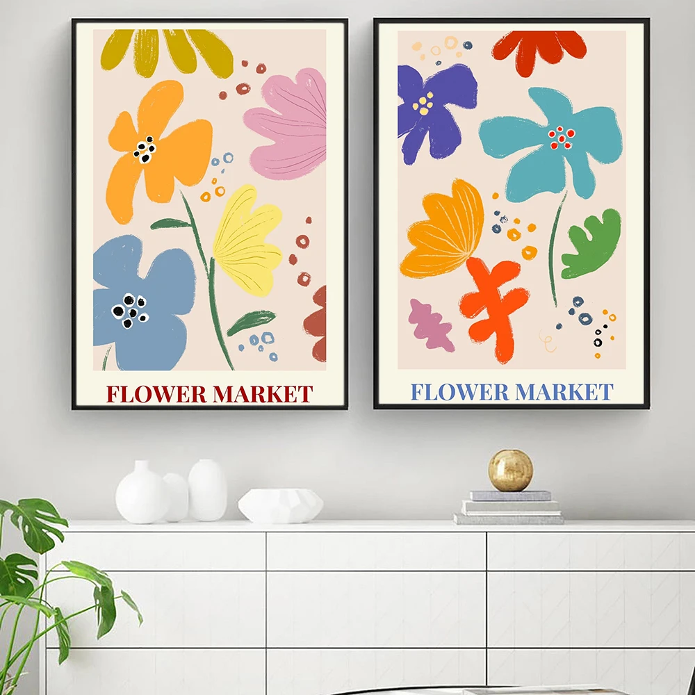 Stockholm Kyoto Flower Market Canvas Poster Wall Art Print Fruits Flowers Illustration Painting Pictures Modern Kitchen Decor