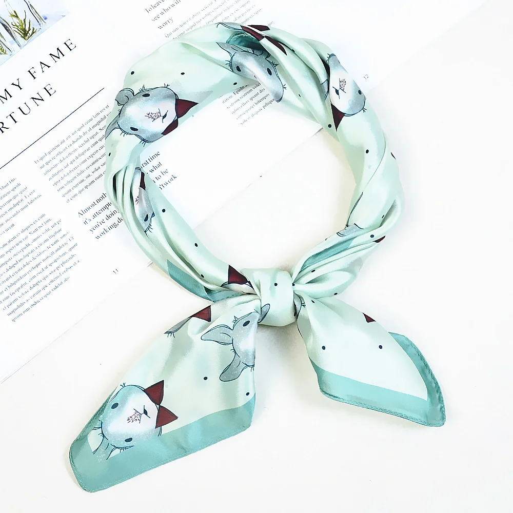 

Роскошный брендовый шарф 53 см с принтом кролика Дамская Бандана Платок модные квадратные шарфы женский шарф шаль R48