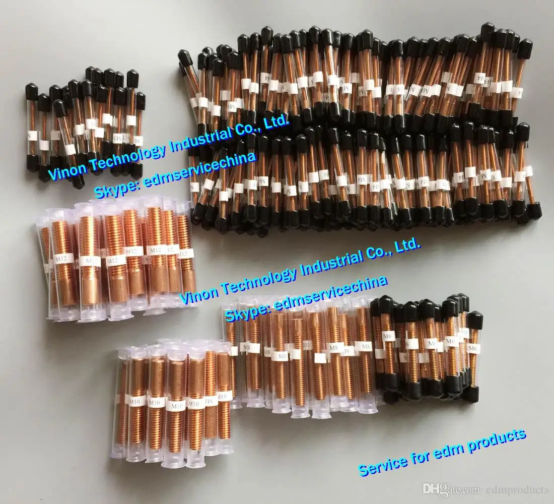 (5PCS Pack) M1.6*0.35*10L*40Lmm edm Copper Thread Electrode (thread length=10mm,total=40mm),EDM Orbital Tapping Electrode Copper