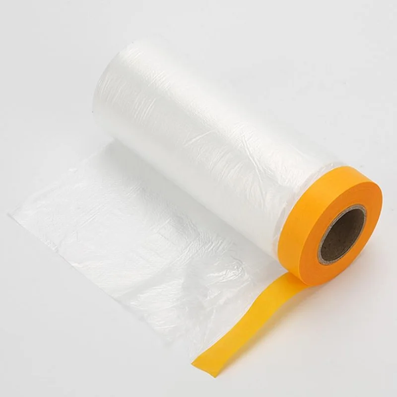 2PCS Pre-Taped Masking Film Protection PE Covering Cloth Tape for Spray paint Automobile Painting And Furniture Dust-proof