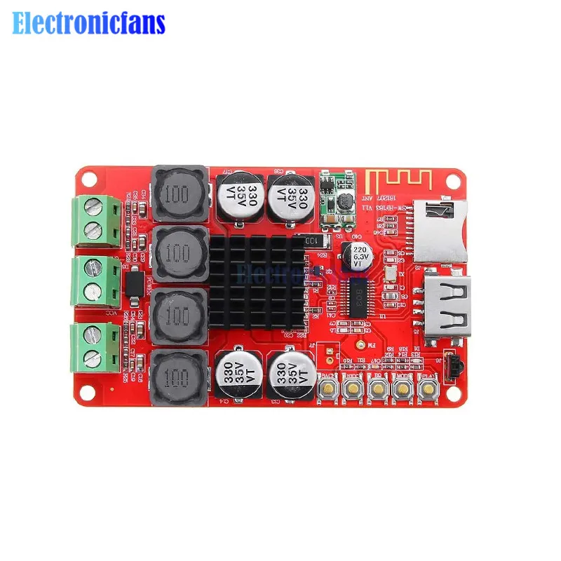 TPA3116 50W+50W Bluetooth Receiver Digital Audio Amplifier Board TF card U disk player FM Radio DC 8-26V with Remote Control