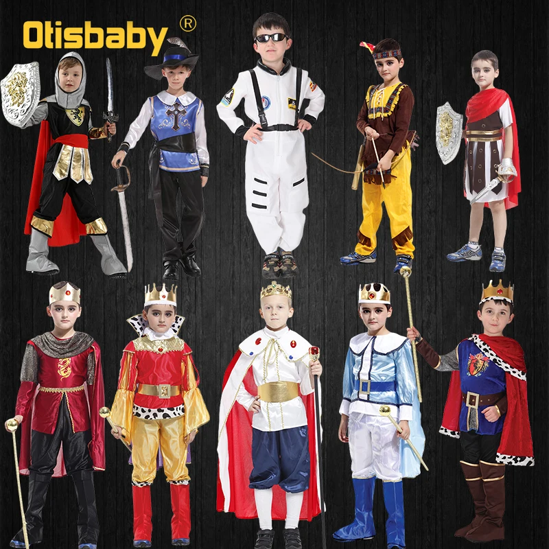 

Halloween Children Boys Cosplay King Prince Astronaut Costume Christmas Kids Masquerade Birthday Party Traditional Clothing Sets