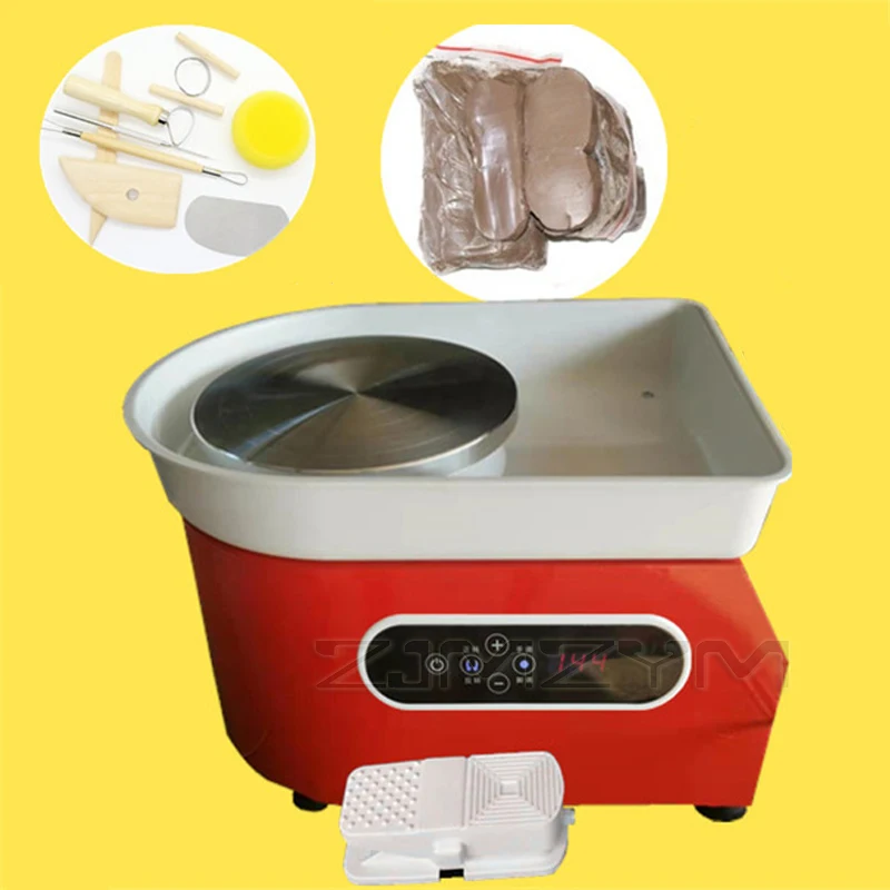 25CM 350W Upgraded Electric ceramic broaching machine with LCD Display and pedal household children's ceramic broaching machine