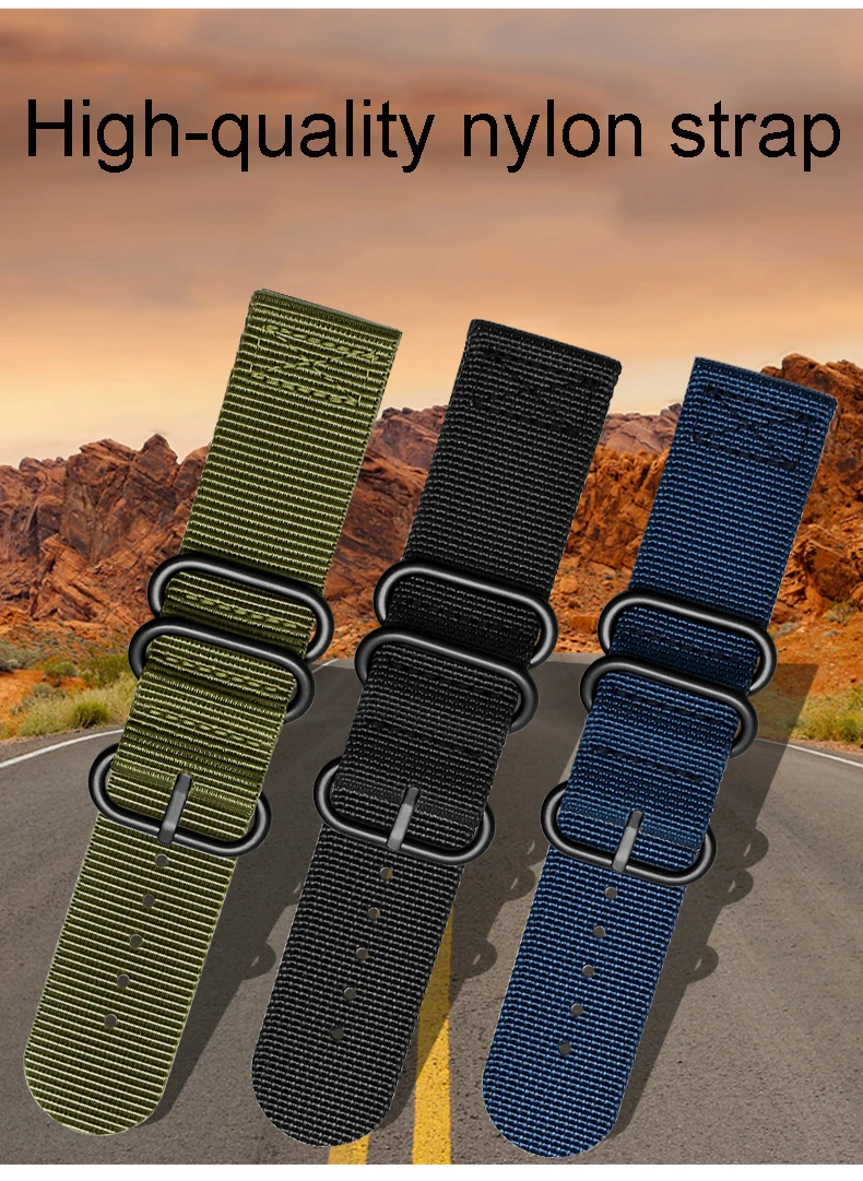 Canvas nylon watchband black blue Army green Outdoor Sports Strap 18mm 20mm 22mm 24mm 26mm strap watch belt Bracelet accessories