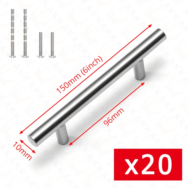 Kak puxadores de cozinha, 20 peças, preto, dourado, prata, aço inoxidável, barra t, 96mm, maçanetas e alças de armário, ferragens de móveis