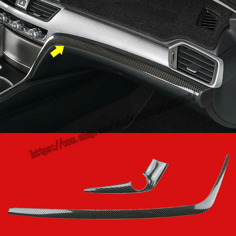 

Fit For Honda Accord 2018-2019 Carbon Fiber style Inner Co-pilot Dashboard Cover Trim 2pcs