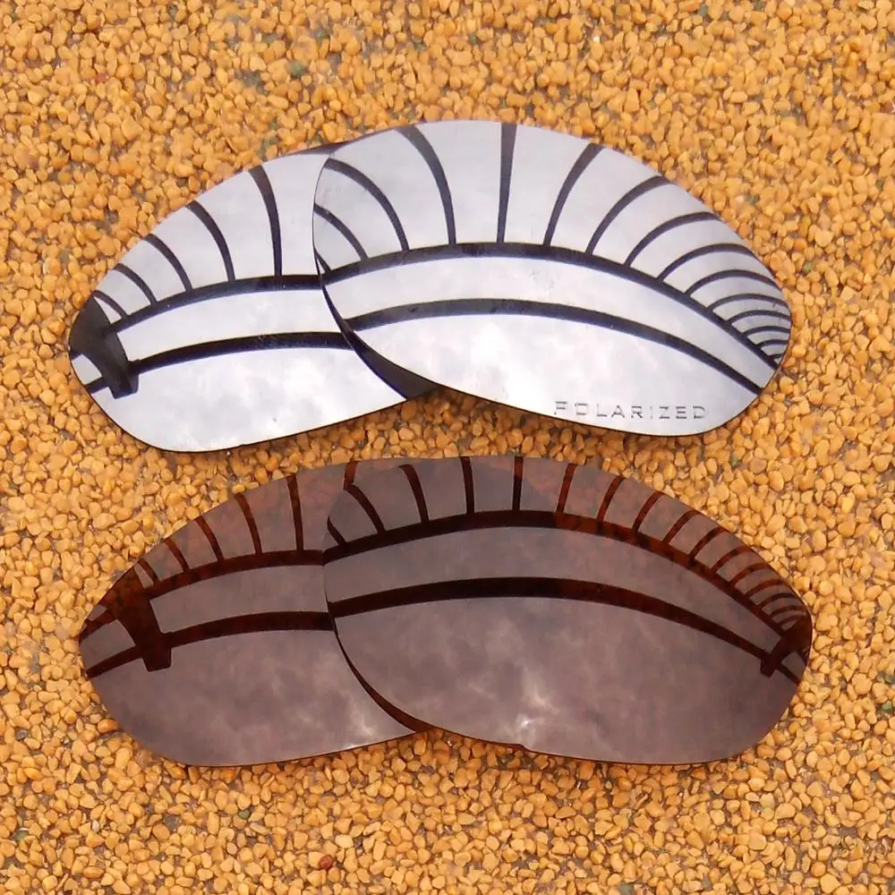 

Silver Mirrored & Brown Polarized Replacement Lenses for-Oakley Monster Dog Frame 100% UVA & UVB