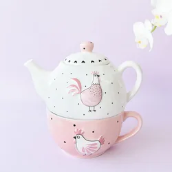 Creative ceramic tableware home Afternoon Tea Series cup pot set resurrection powder Golden Chicken teapot